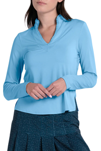 Lucky In Love Pleated Neck Long Sleeve