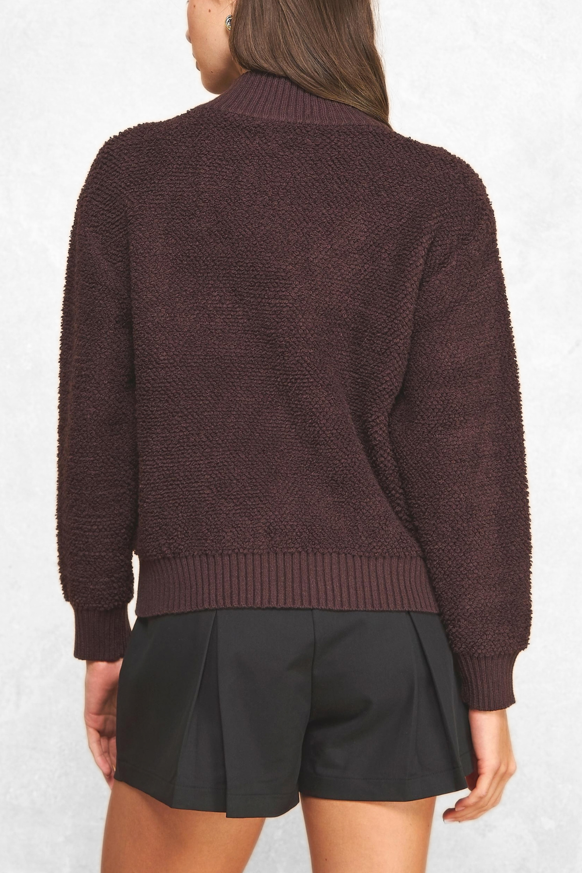Mock Neck Henley Sweater
