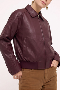 Vegan Leather Bomber Jacket