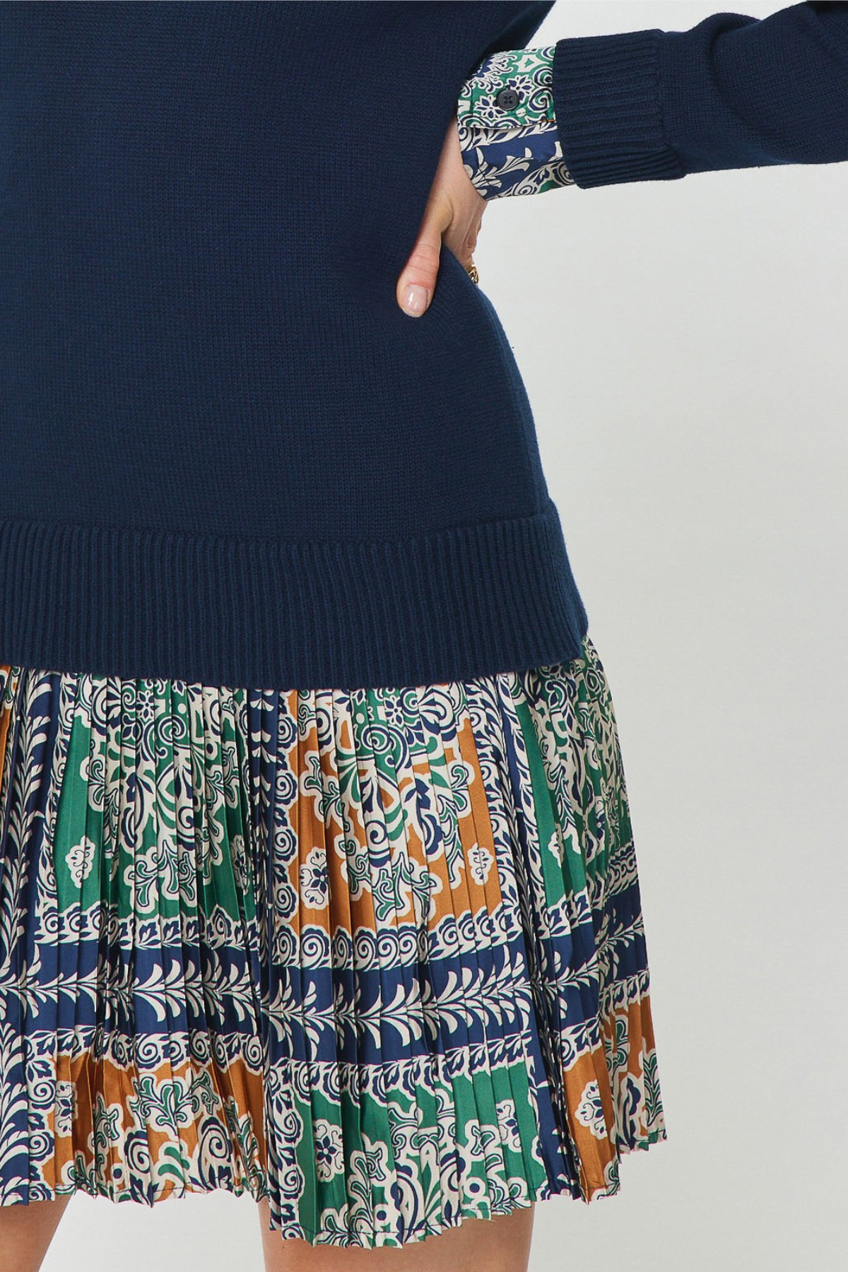 Woven Combo Sweater Dress