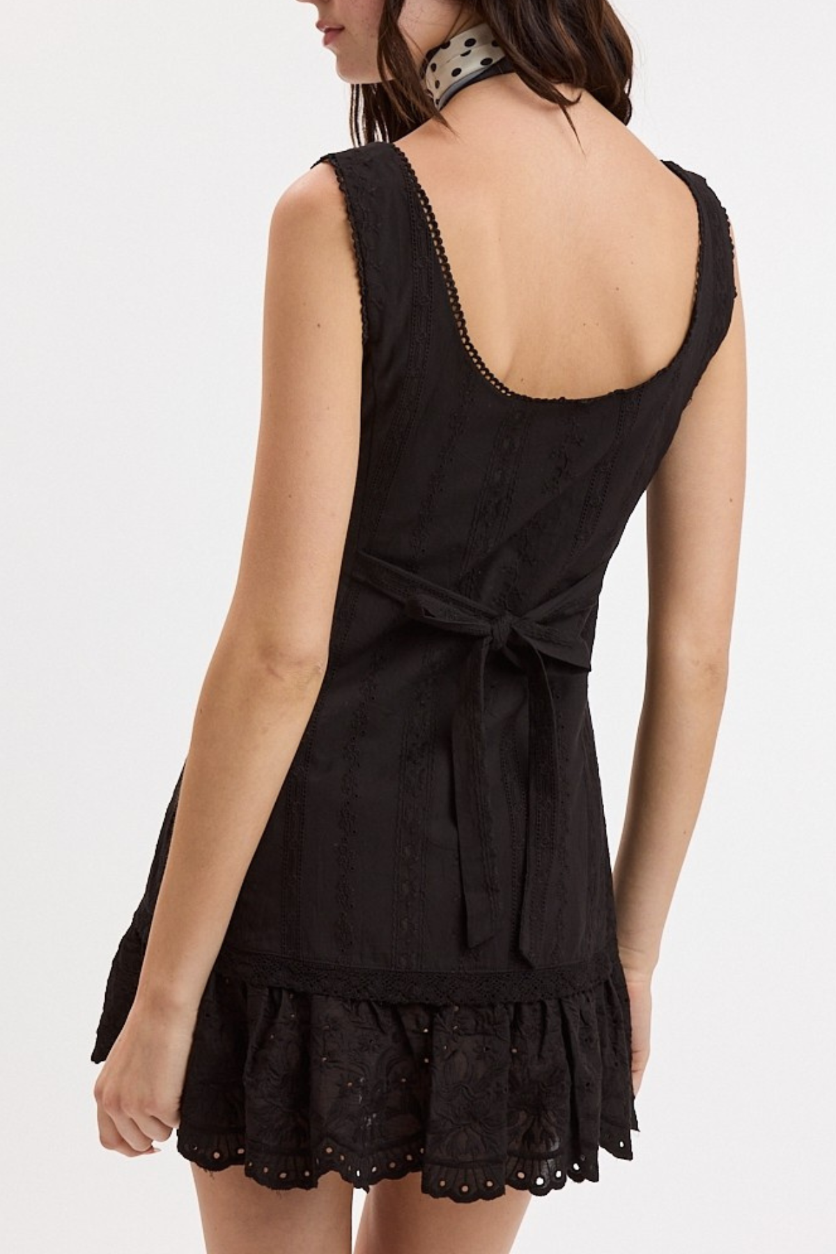 Embroidered Eyelet Square Neck Mini Dress