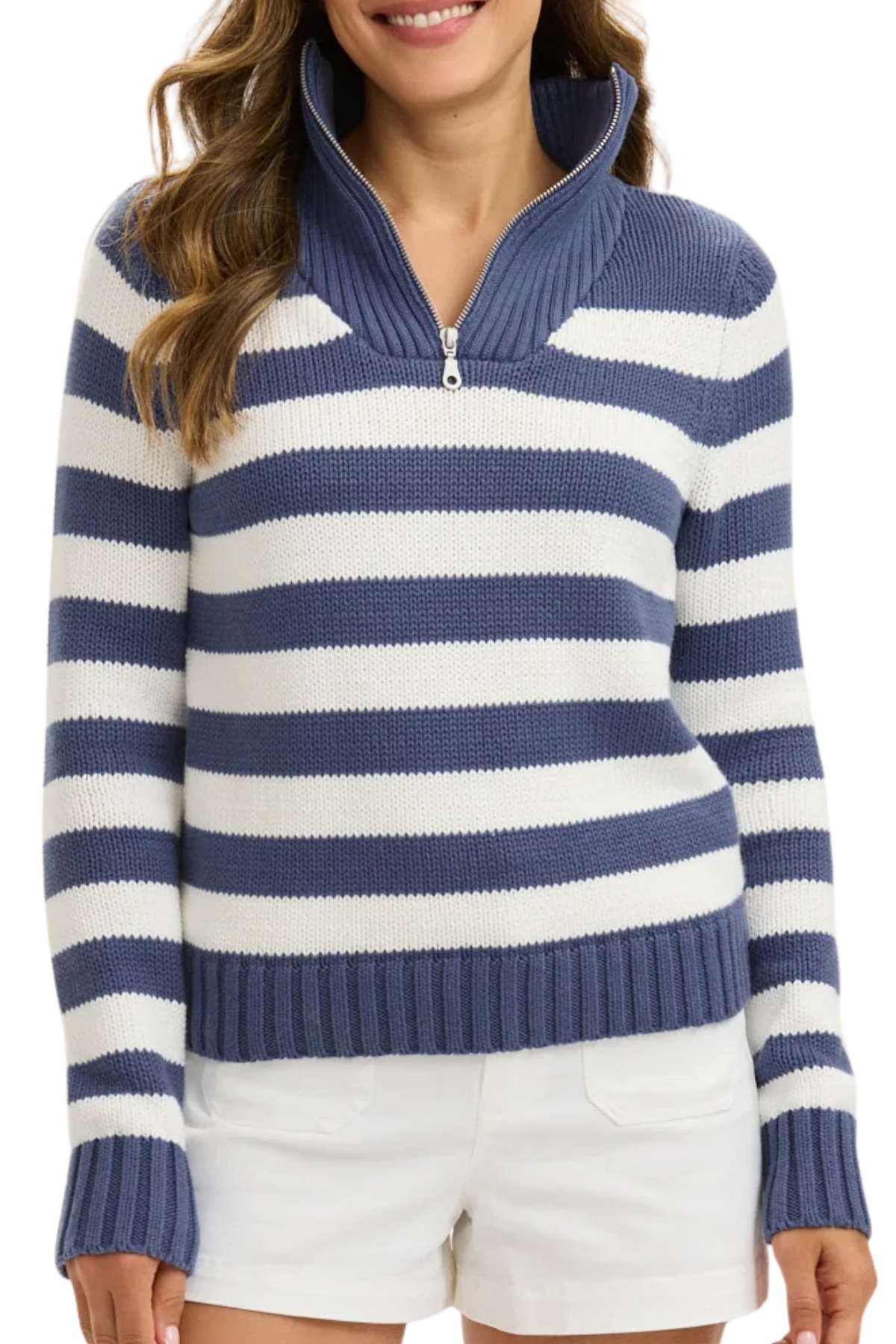 Renwick Striped Zip Mock Sweater