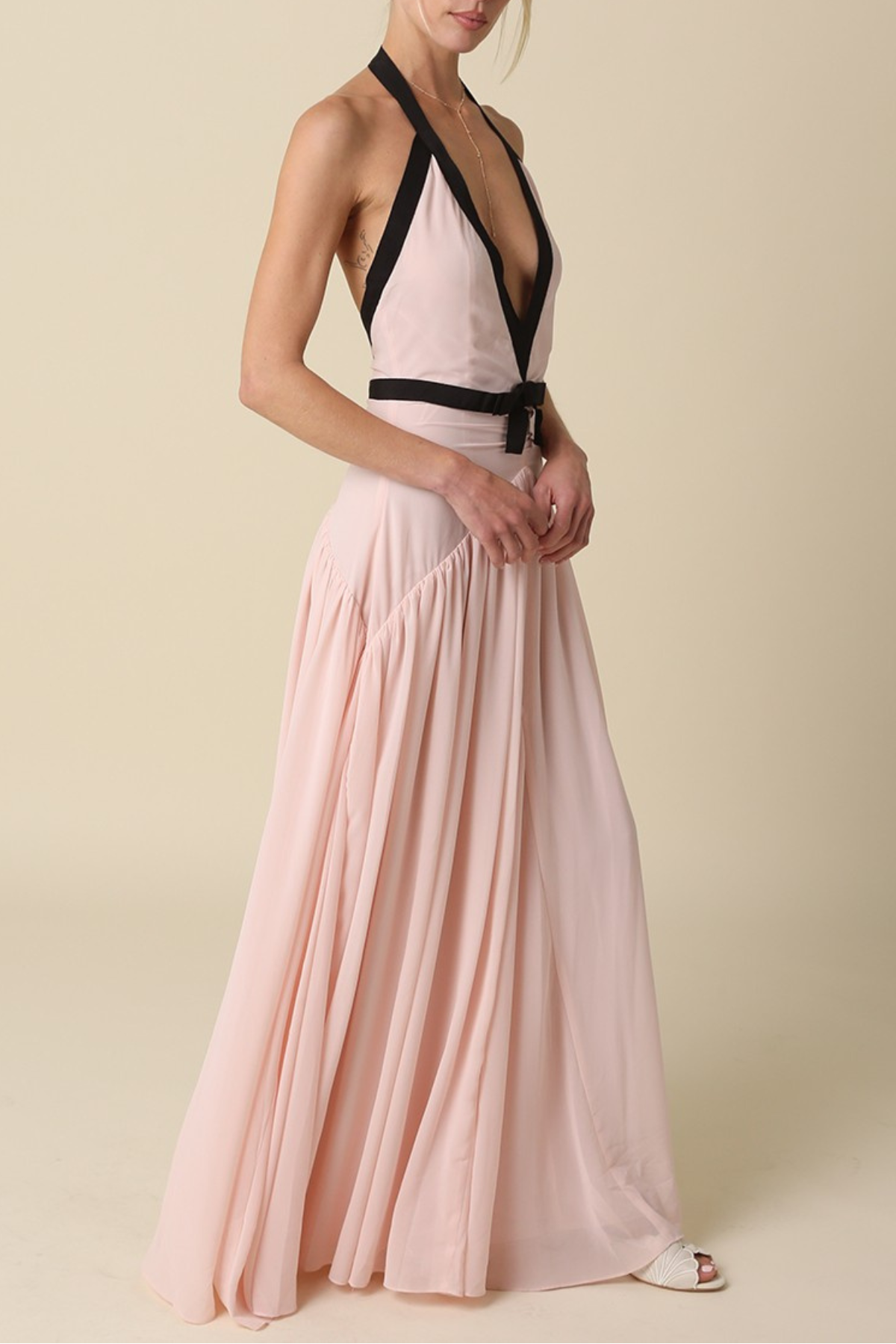 Evelyn Contrast Ribbon Maxi Dress