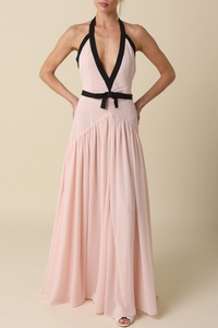 Evelyn Contrast Ribbon Maxi Dress