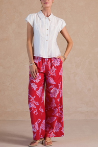 Scalloped Edge Collar Cap Sleeve Top