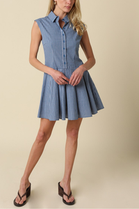 Sarai Gingham Sleeveless Shirt Dress