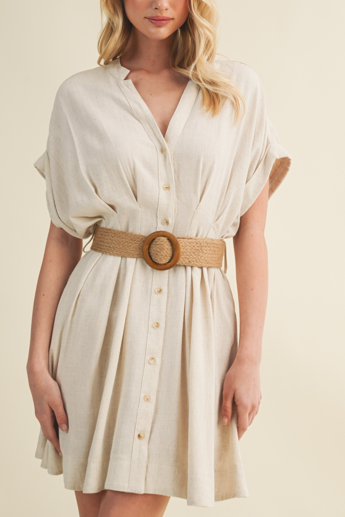 Belted Button Down Dress