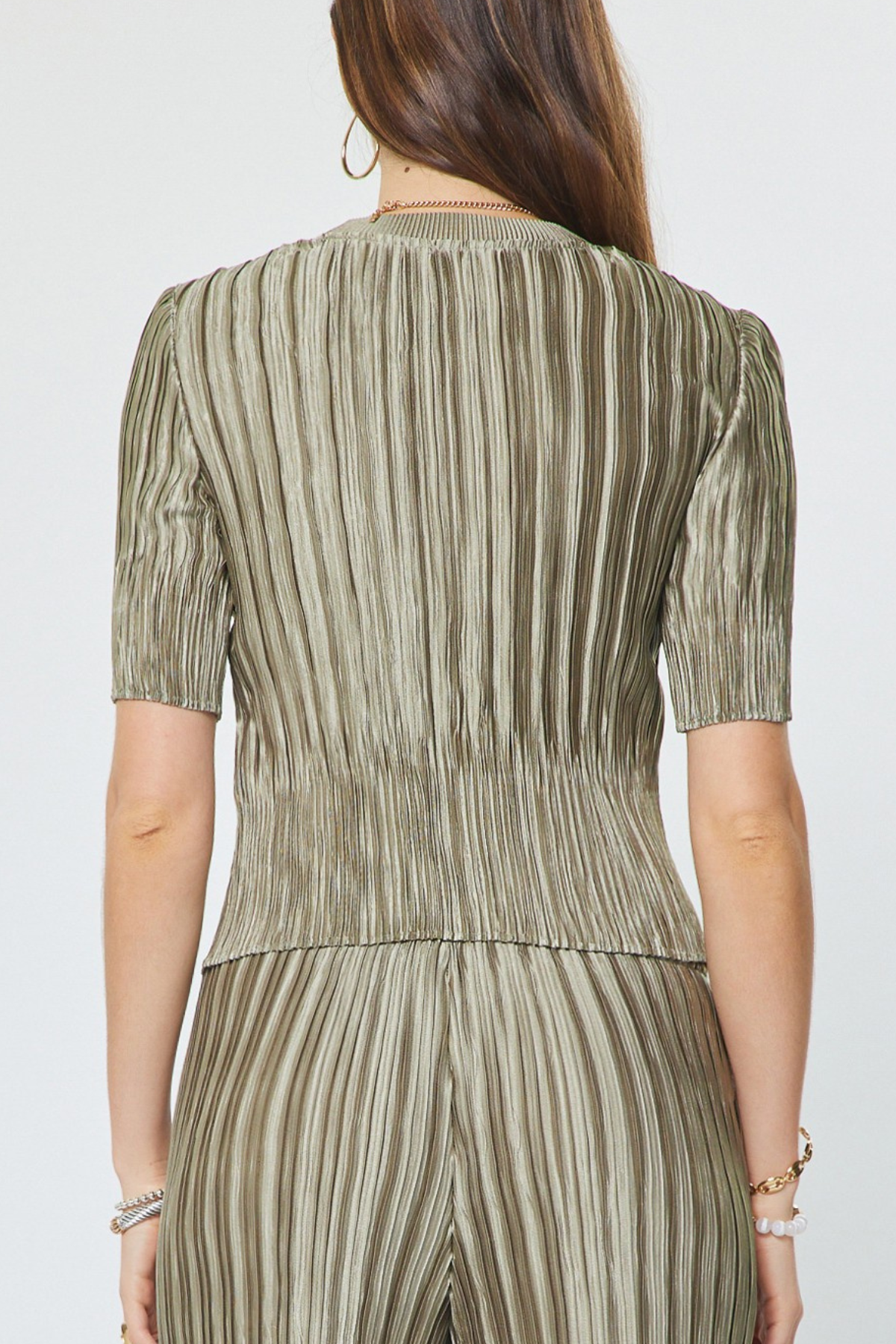 Crinkle Pleated Fitted Top