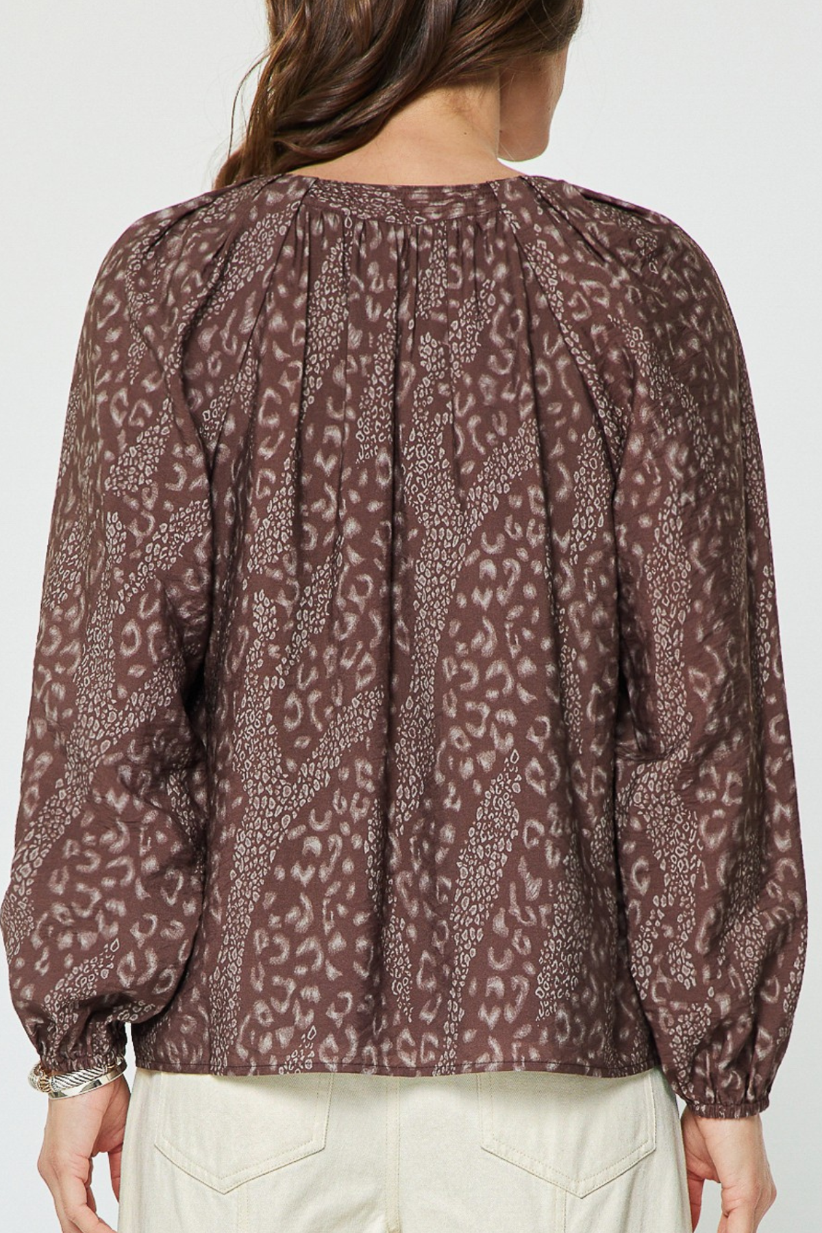 Abstract Animal Print Long Sleeve Blouse