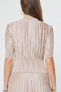 Crinkle Pleated Fitted Top