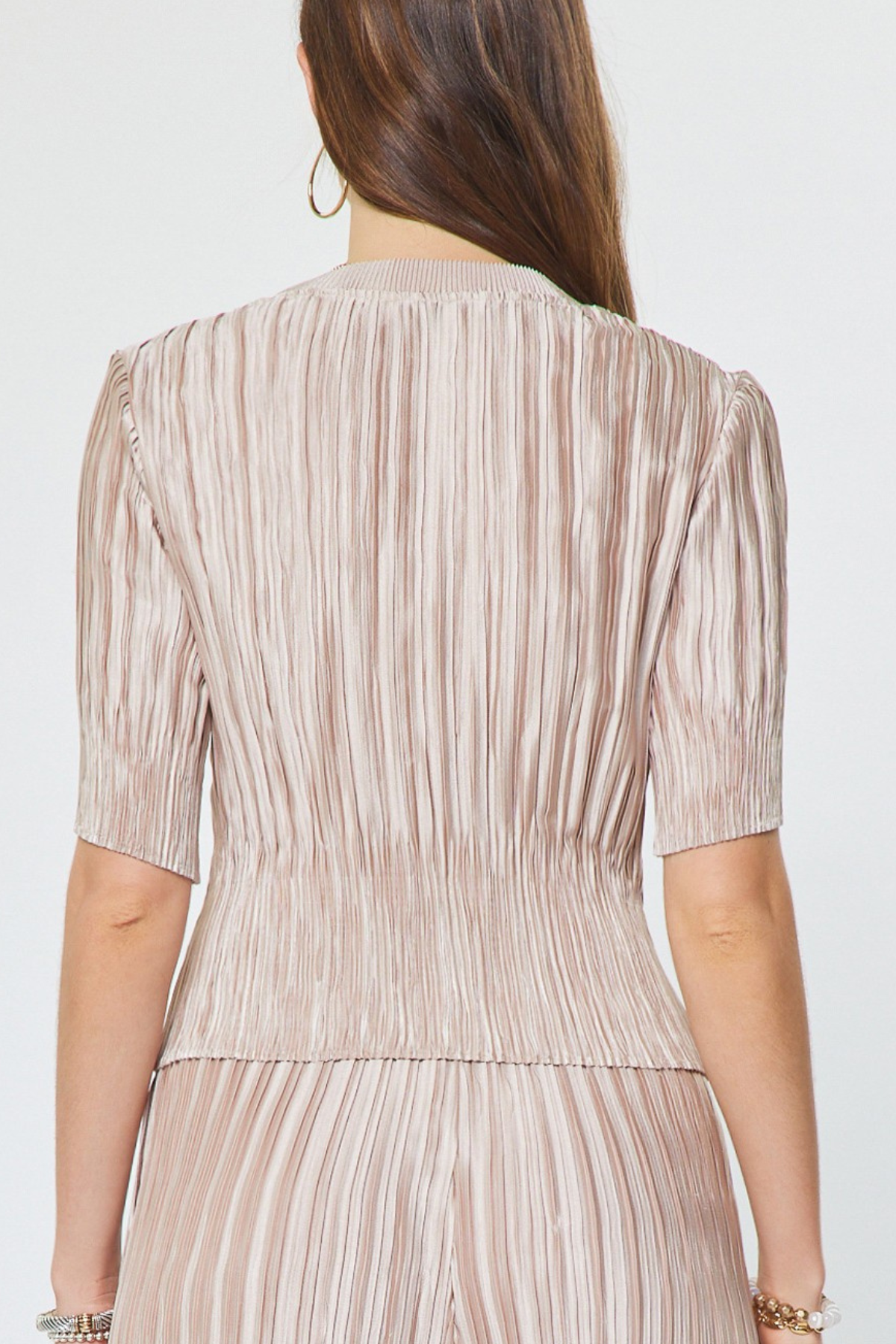 Crinkle Pleated Fitted Top