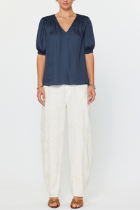 Pleated Short Sleeve Blouse