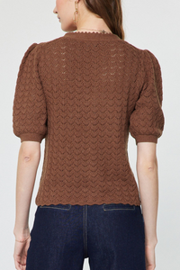 Short Sleeve Scalloped Edge Cardigan