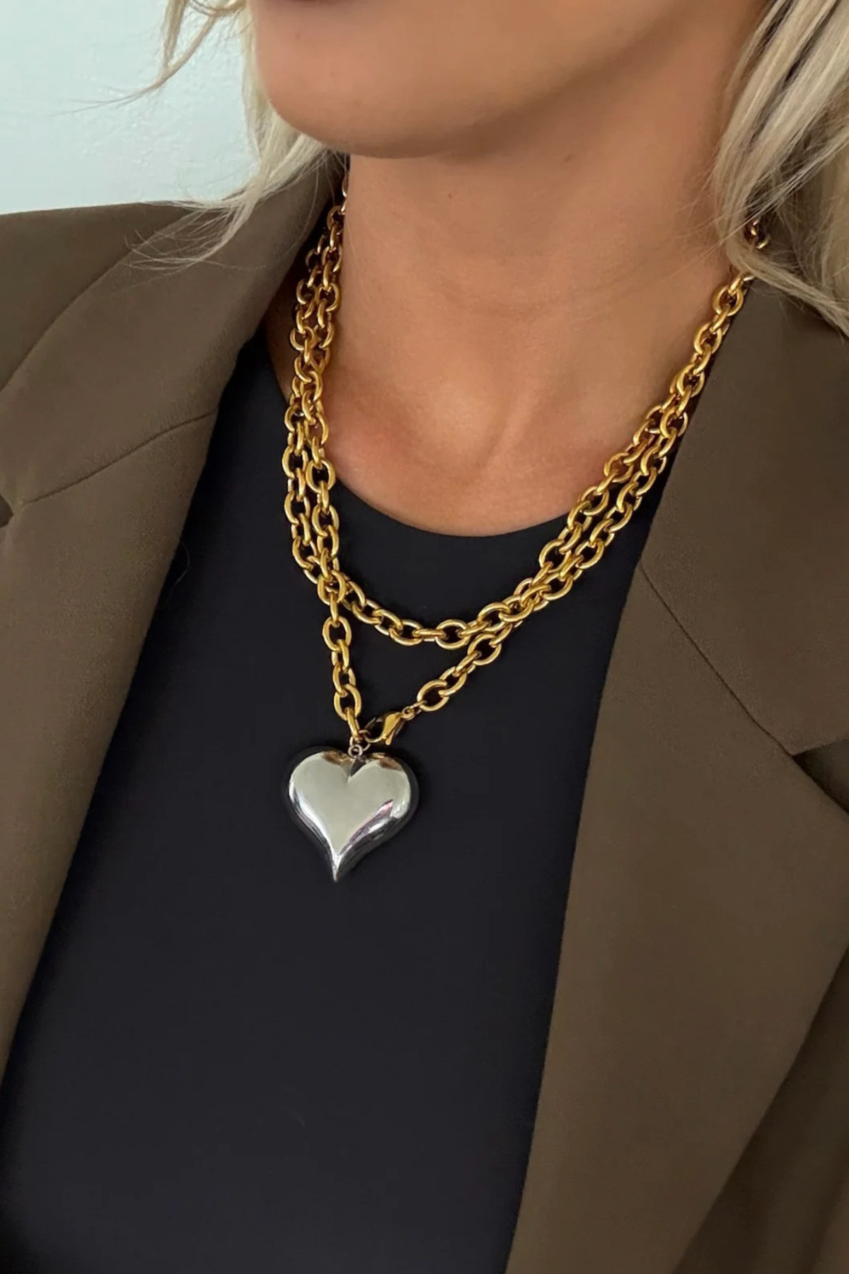 Two Toned Heart Necklace