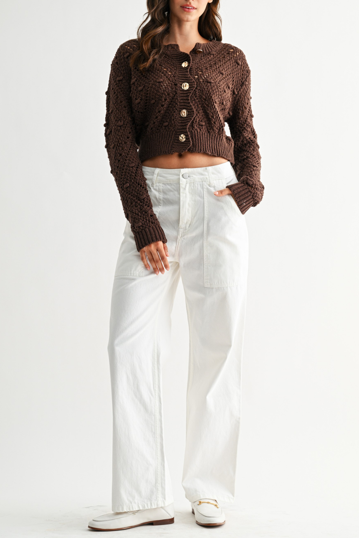 Knit Cardigan With Gold Button Detail