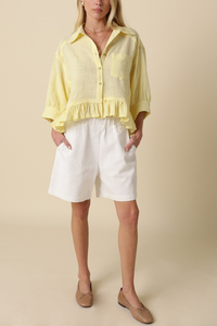 Kali Button Front Ruffle Hem Top