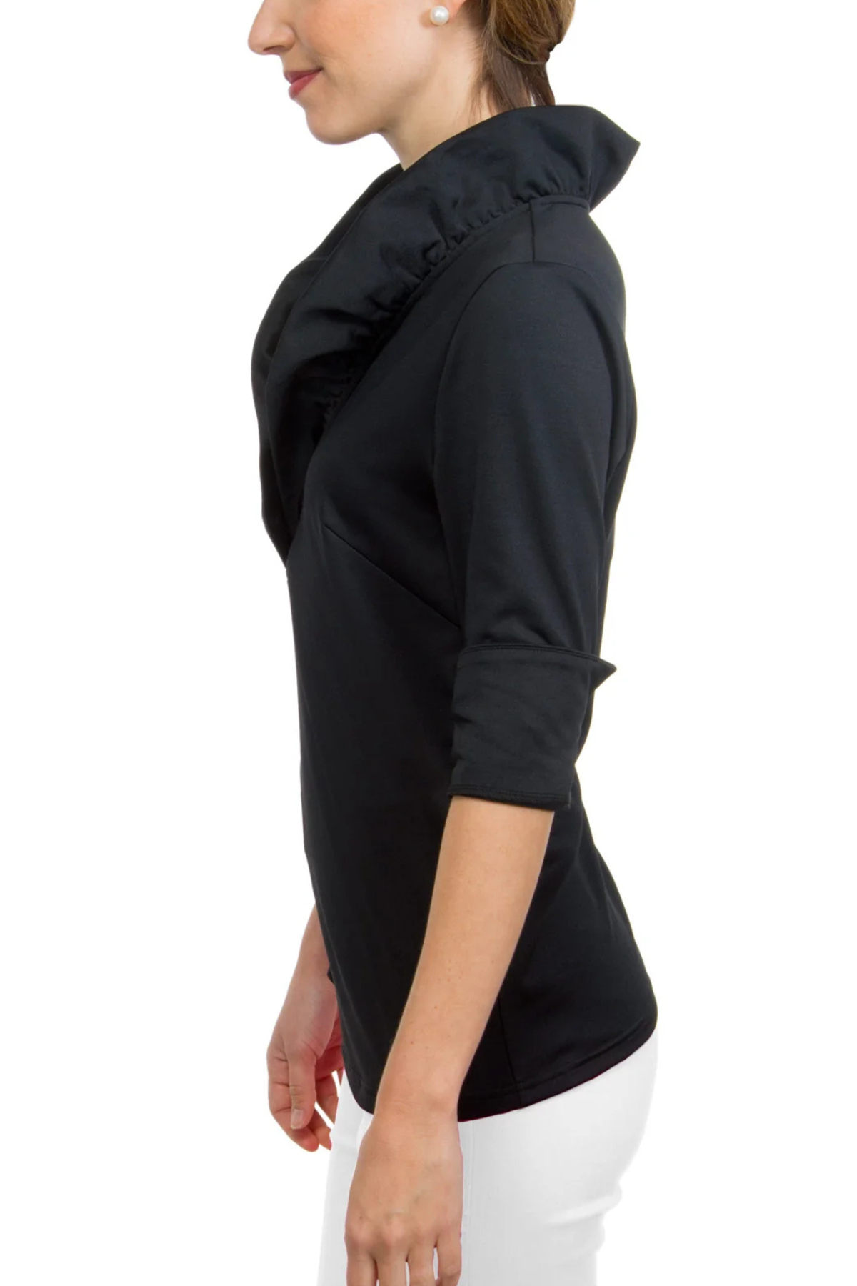 Jersey Ruffle 3/4 Sleeve Top