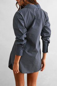Striped Button Down Shirt Dress