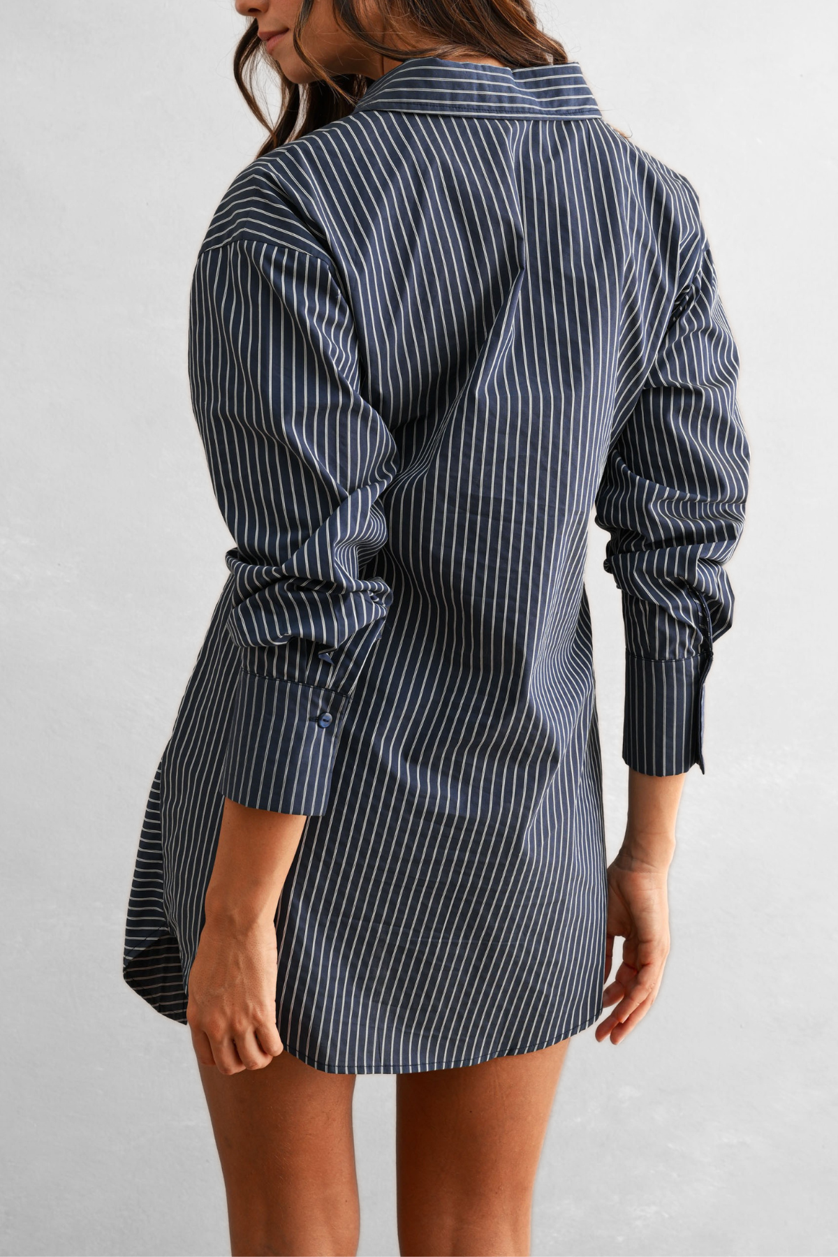 Striped Button Down Shirt Dress