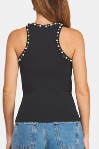 Embellished Ribbed Knit Tank
