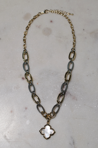 Mixed Metal Pointed Clover Necklace