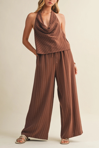 Halter Neck Bias Stripe Top