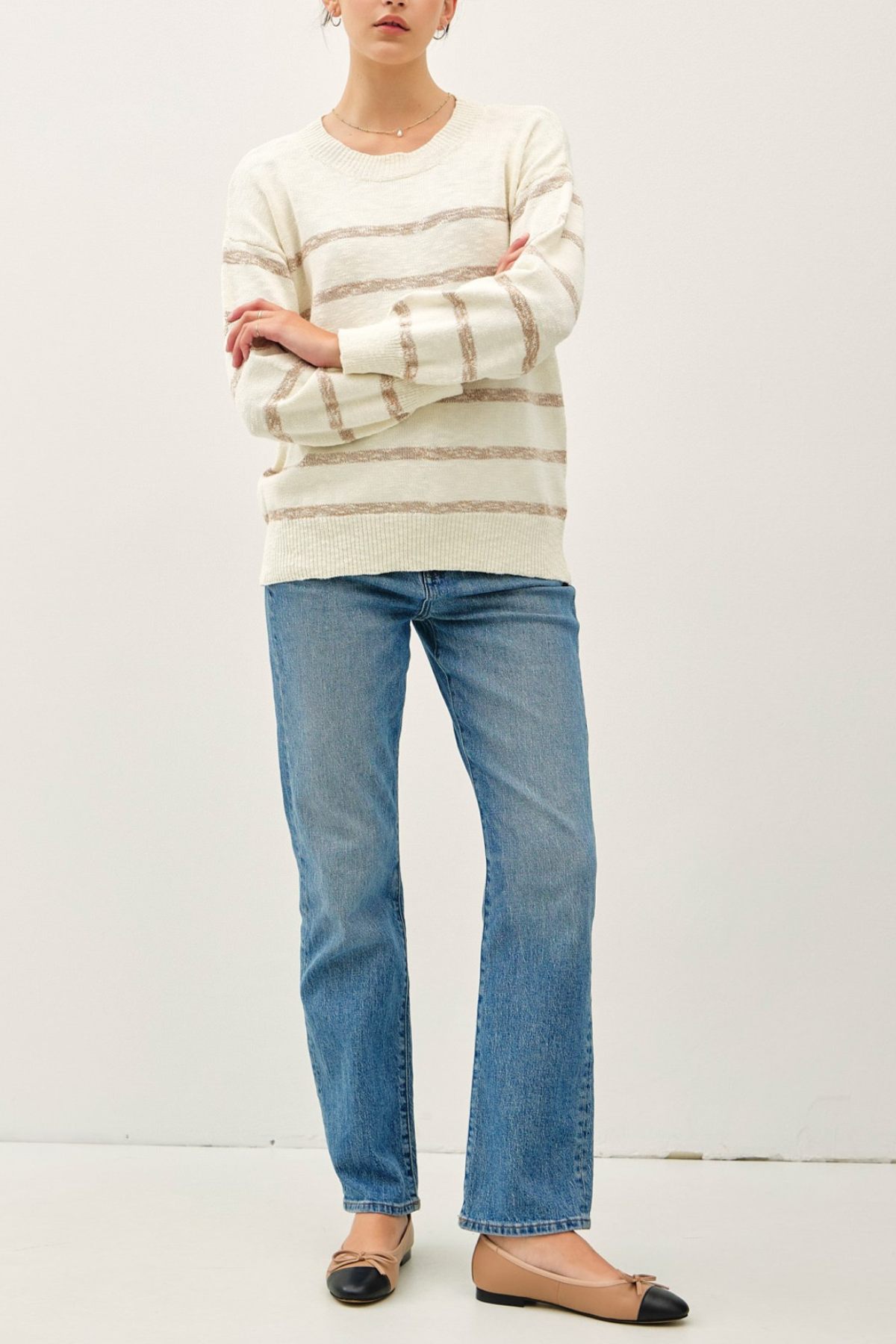 Lexi Drop Shoulder Striped Sweater