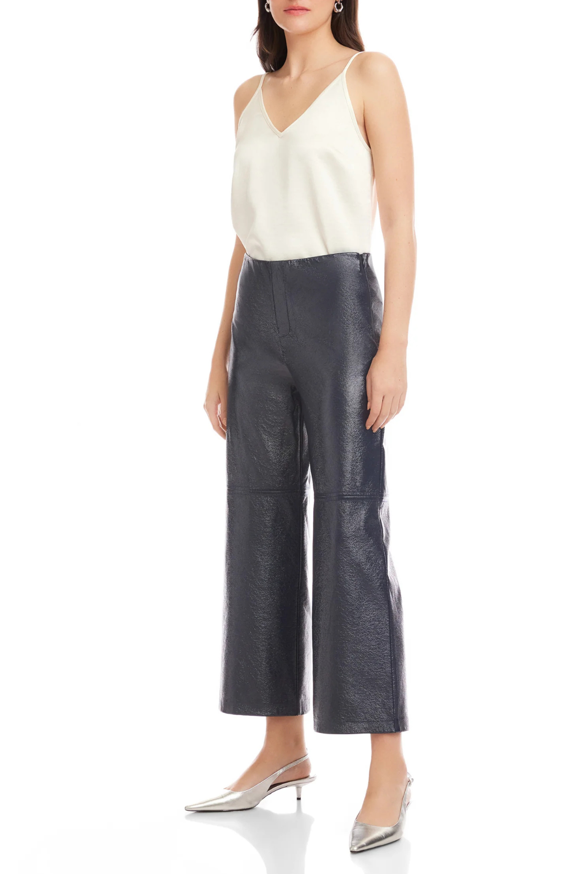 Fifteen-Twenty Faux Patent Leather Cropped Pants