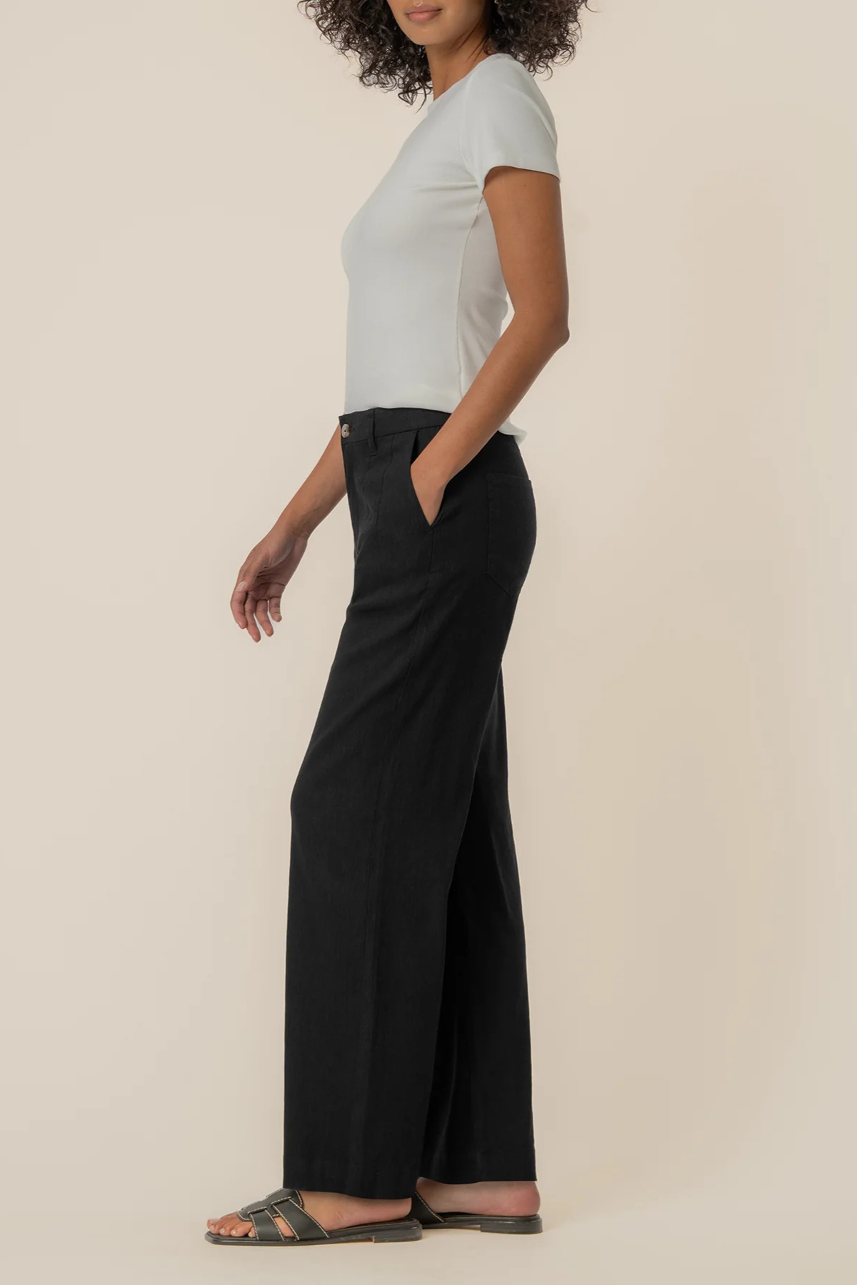 Kut Meg Linen High Rise Wide Straight Leg