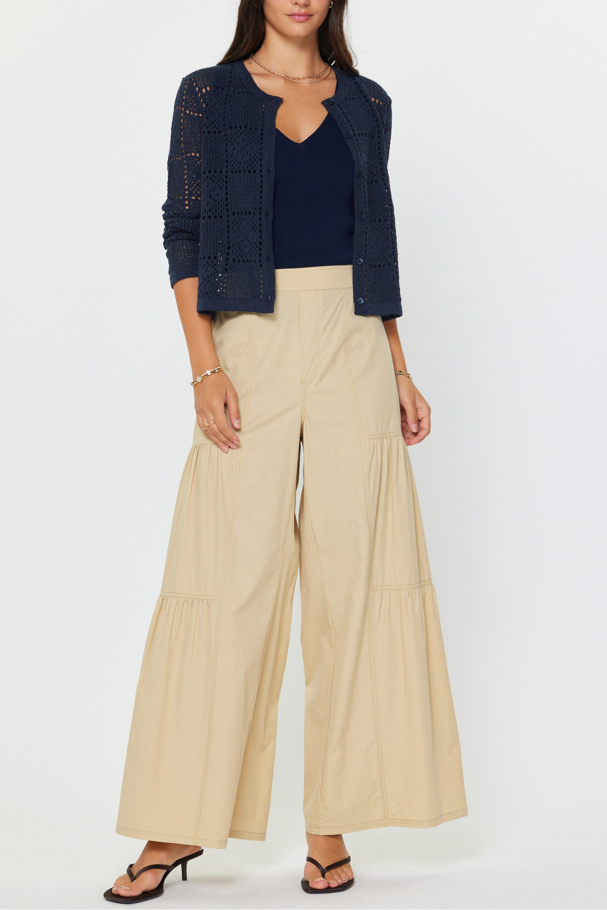 Open Knit Button Down Cardigan