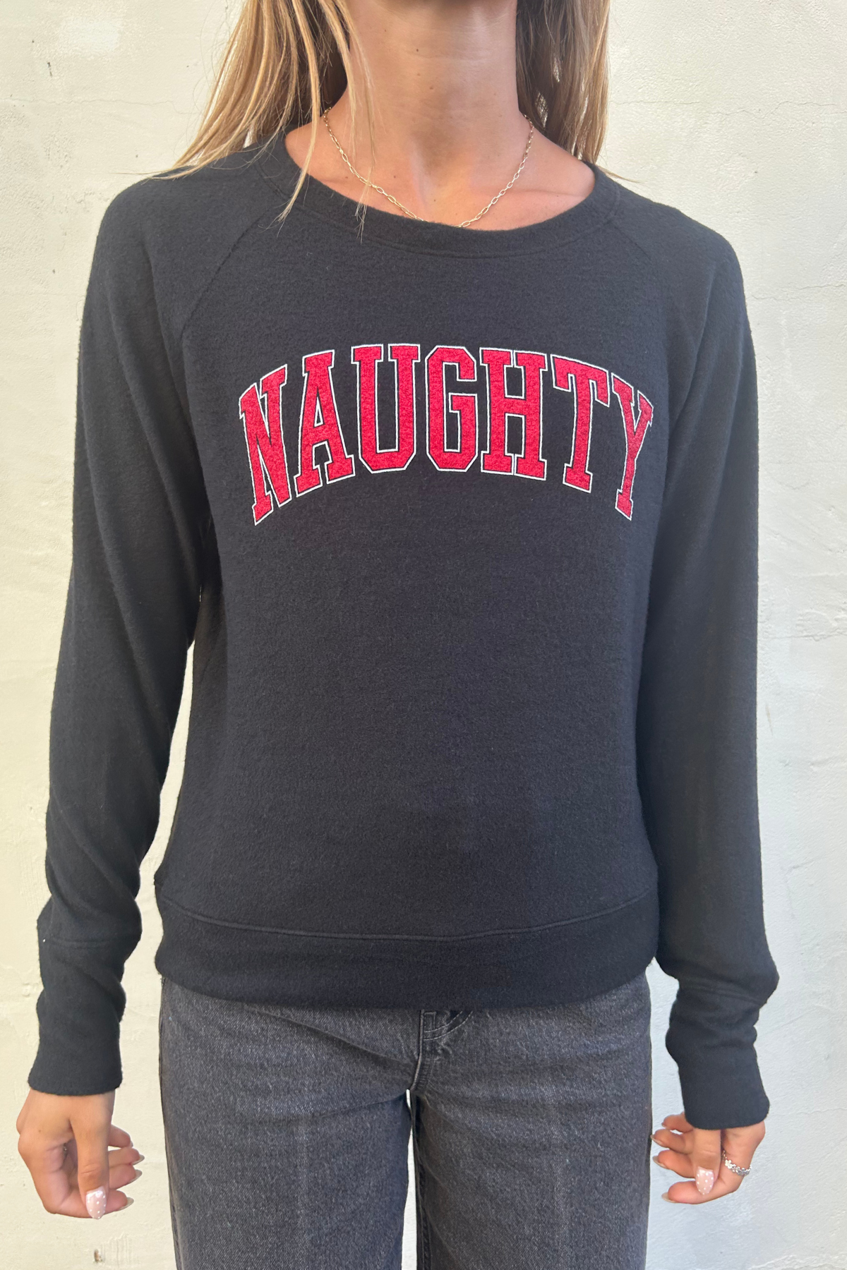 Naughty Lightweight Brushed Fleece Pullover Sweater