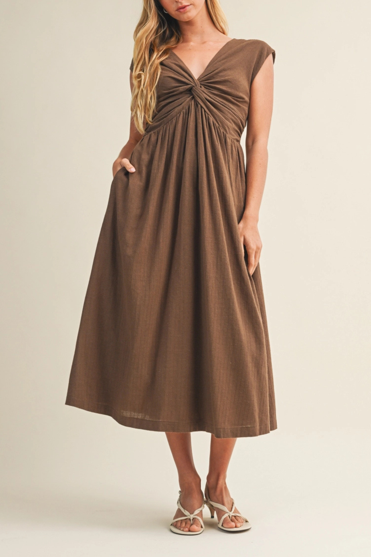 Twist-Front Flared Dress