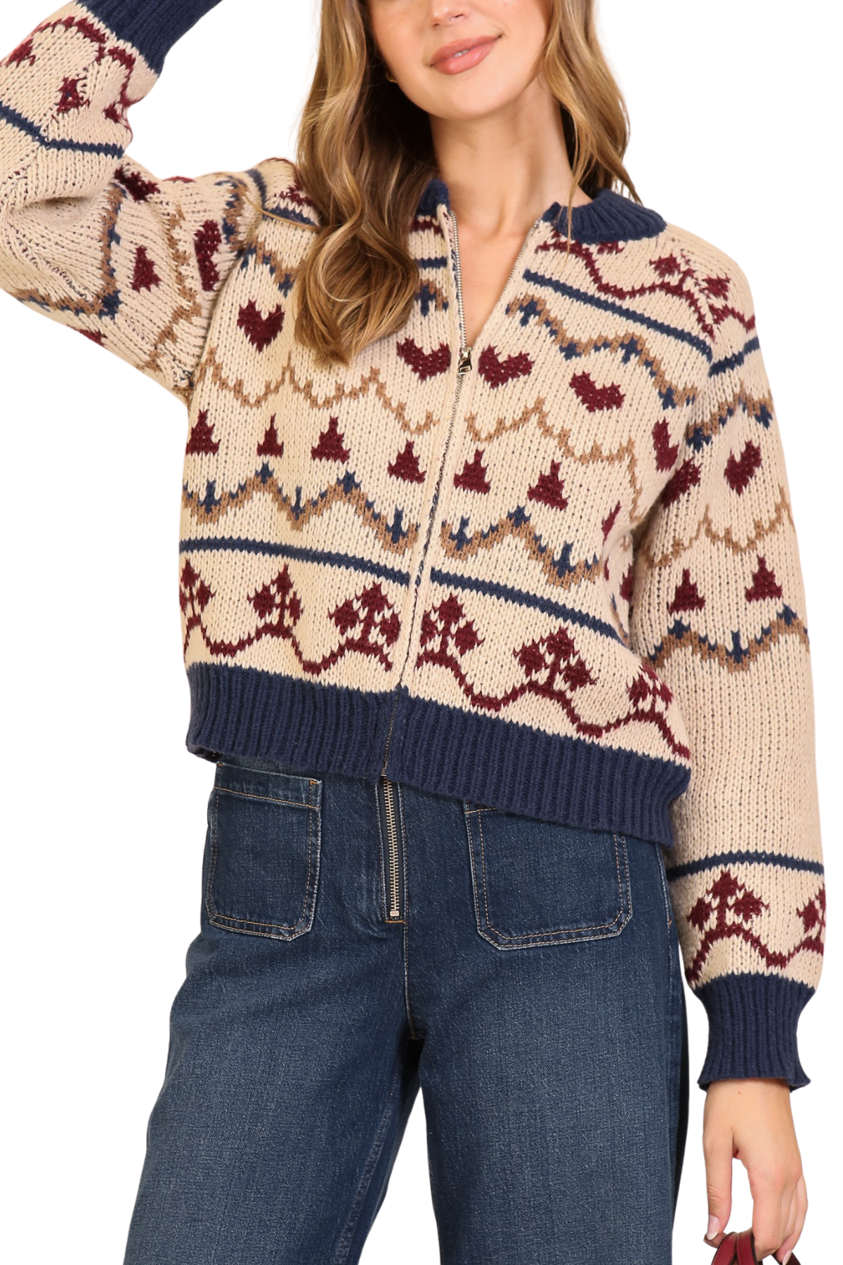 Aspen Nordic Zip Knit Sweater Jacket