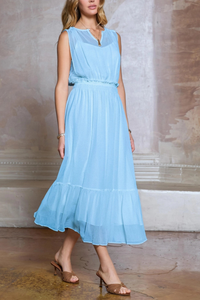Sheer Gathered Midi Dress