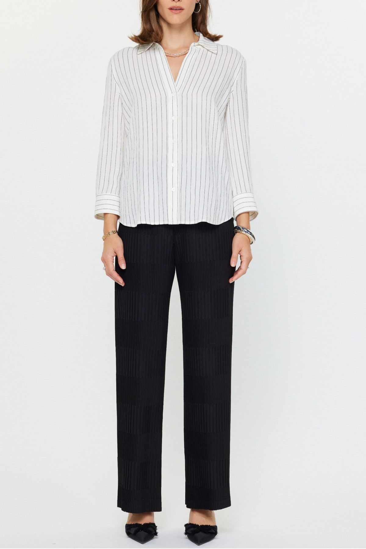 3/4 Sleeve Button Down Shirt