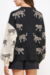 Leopard Color Block Cardigan