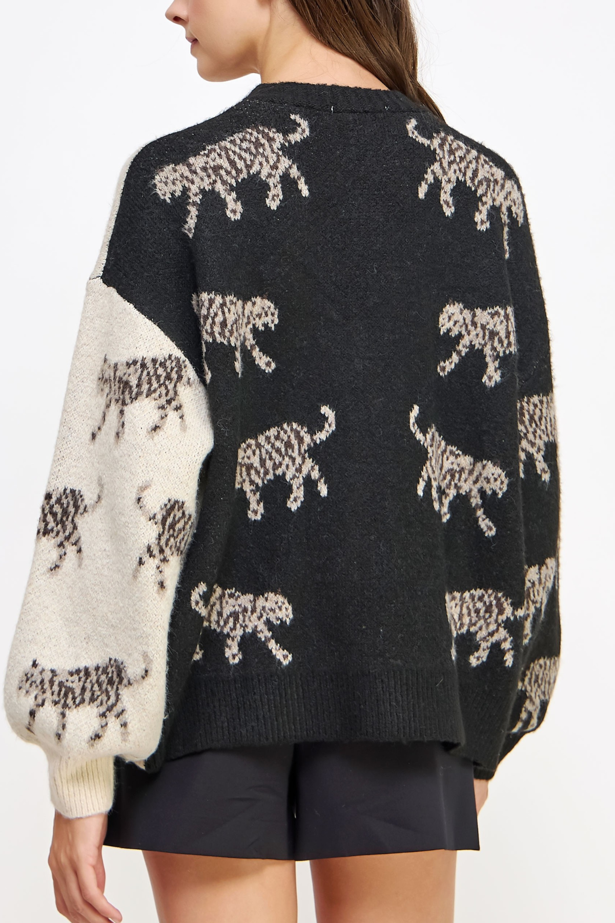 Leopard Color Block Cardigan