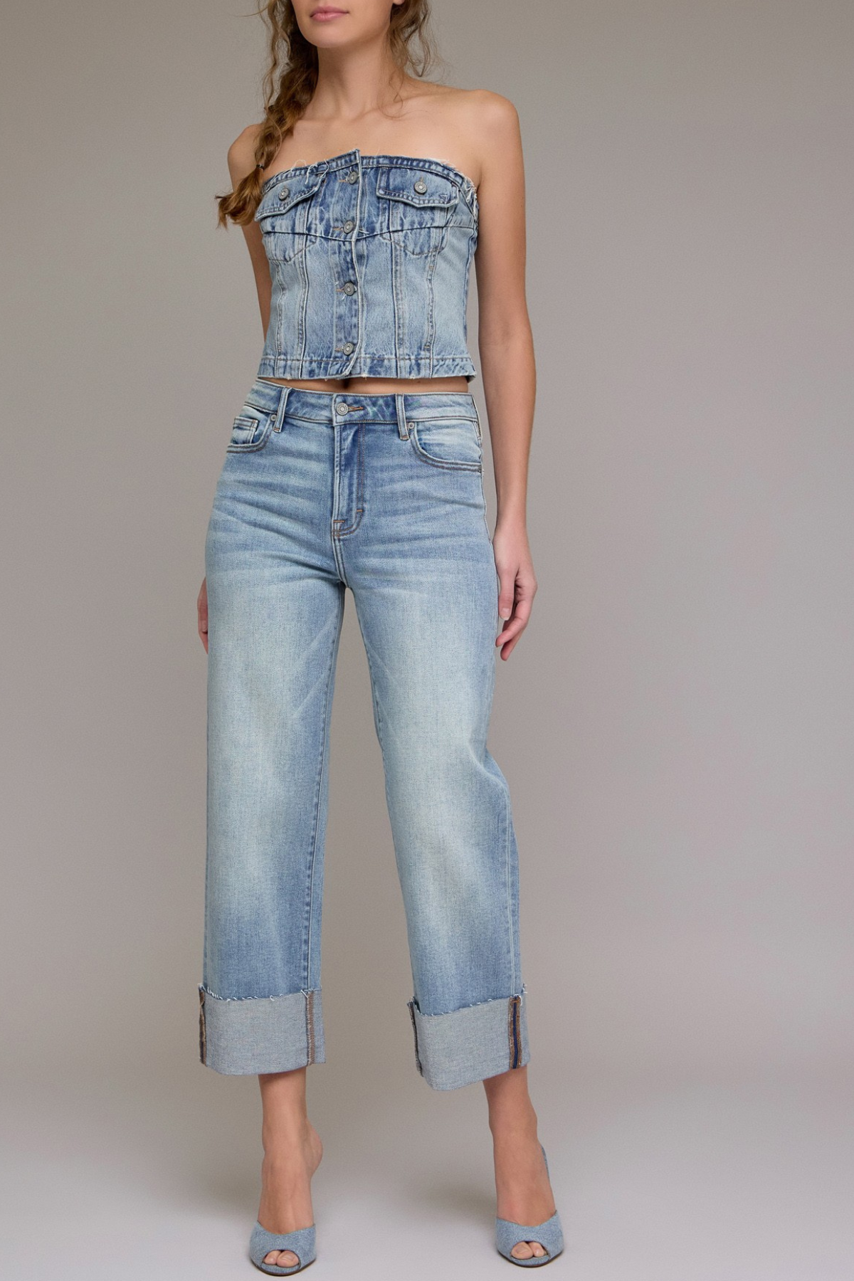 Hidden Ella High Rise Cuffed Wide Straight