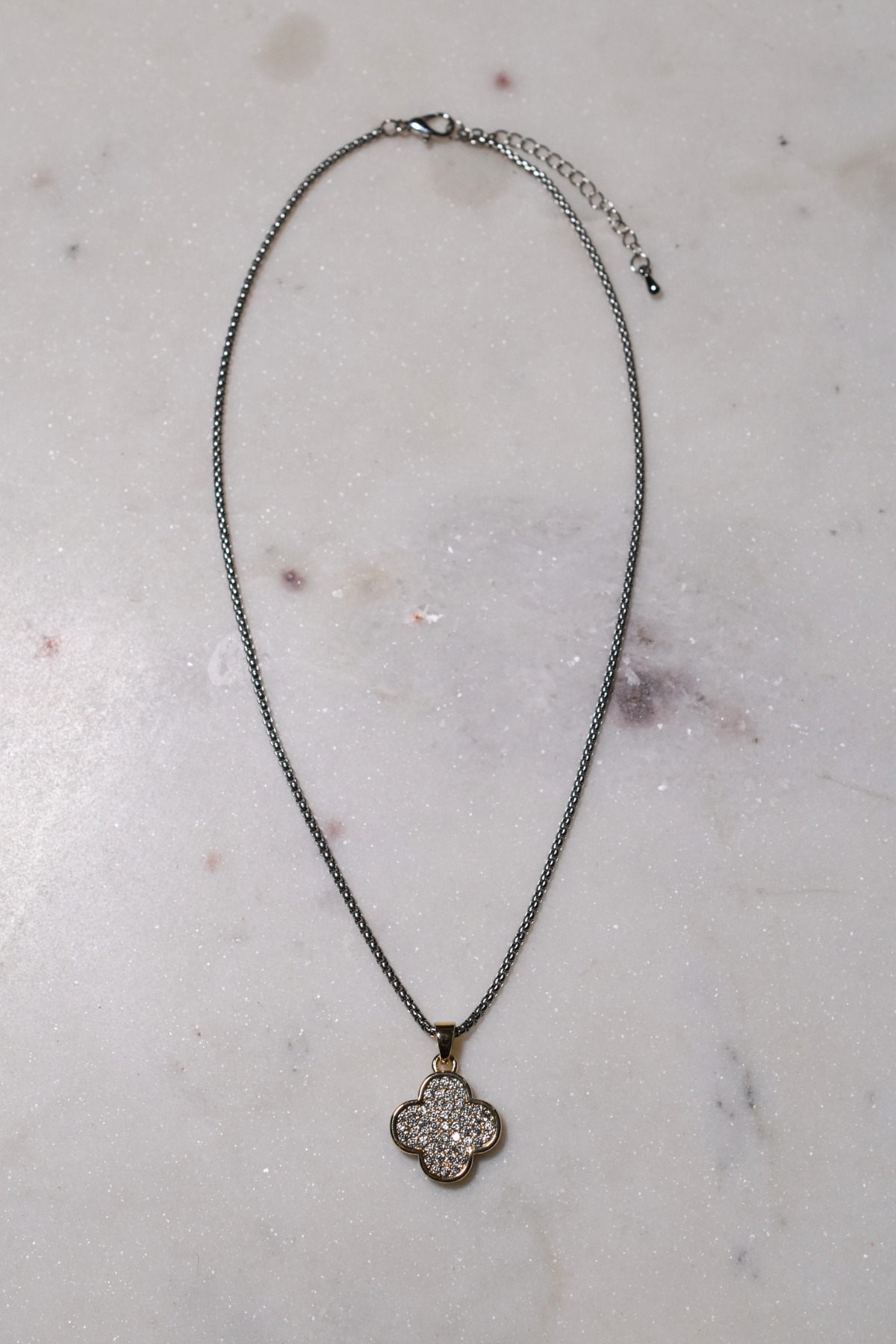 Mixed Metal Clover Pendant Necklace