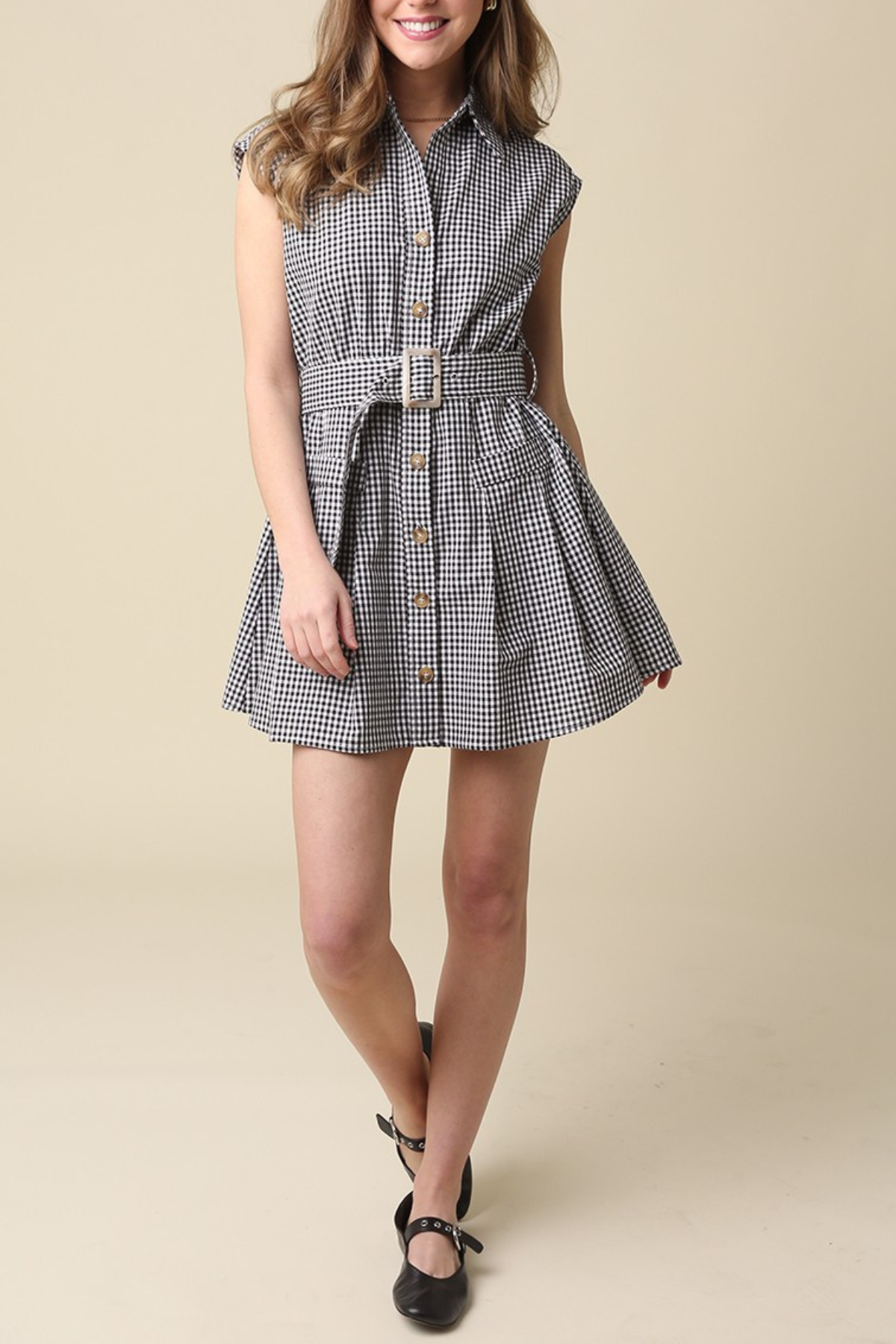 Norah Gingham Belted Dress