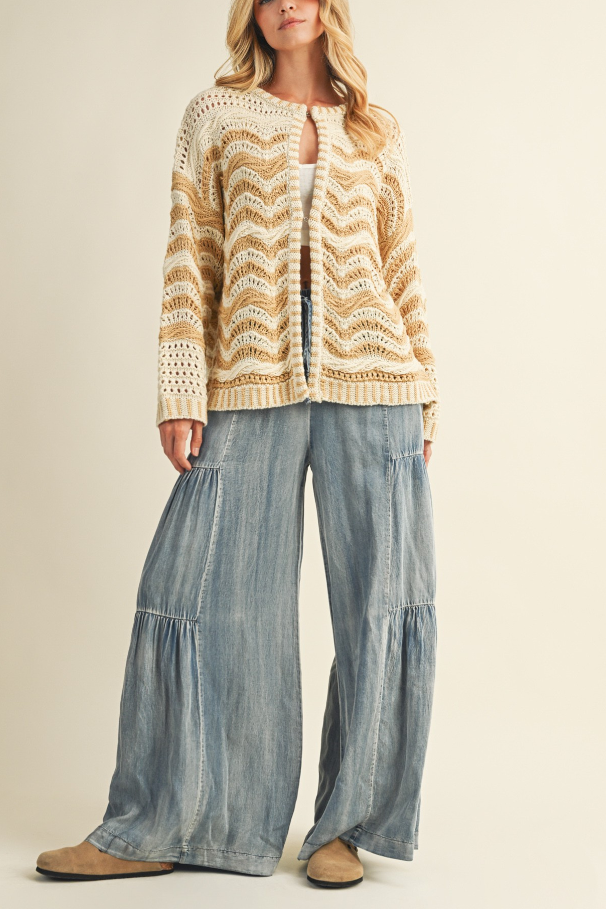 Ruffled Side Wide Pants