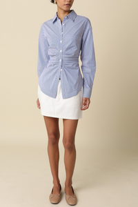Aisha Striped Cinched Waist Shirt