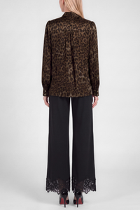 Leopard Print Long Sleeve Blouse