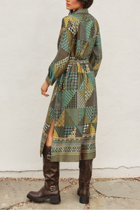 Off The Grid Satin Shirt Dress