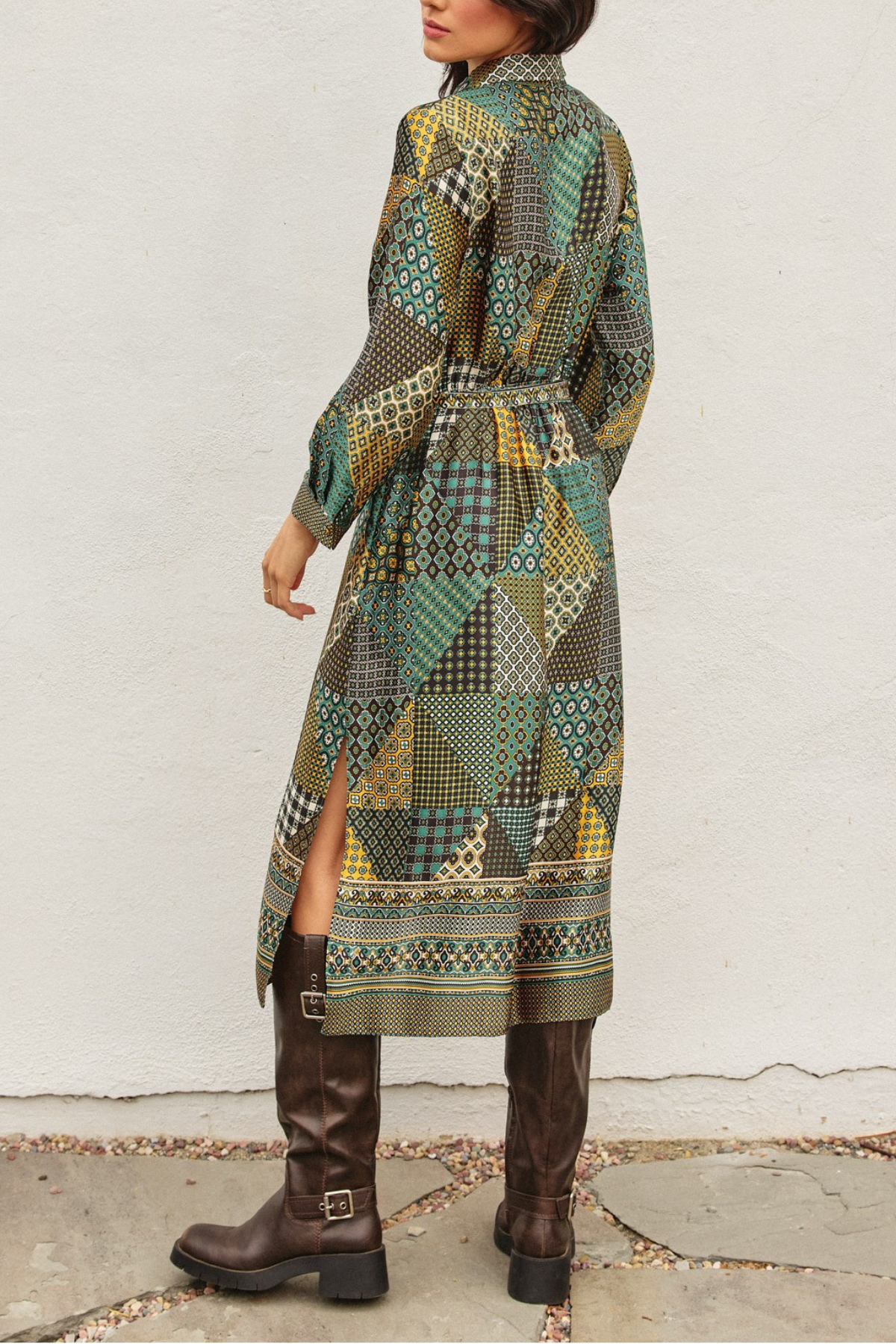 Off The Grid Satin Shirt Dress