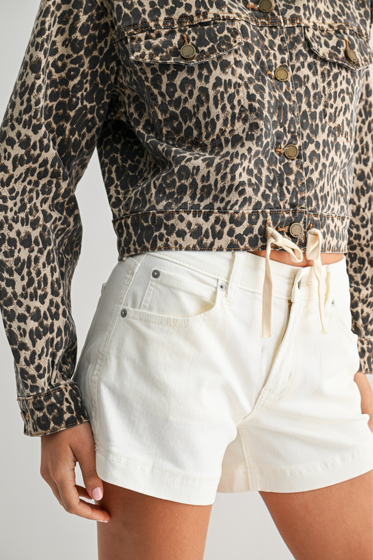 JBD Tied Waist Denim Crop Jacket