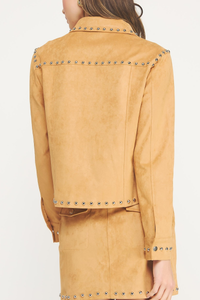 Studded Detail Suede Jacket