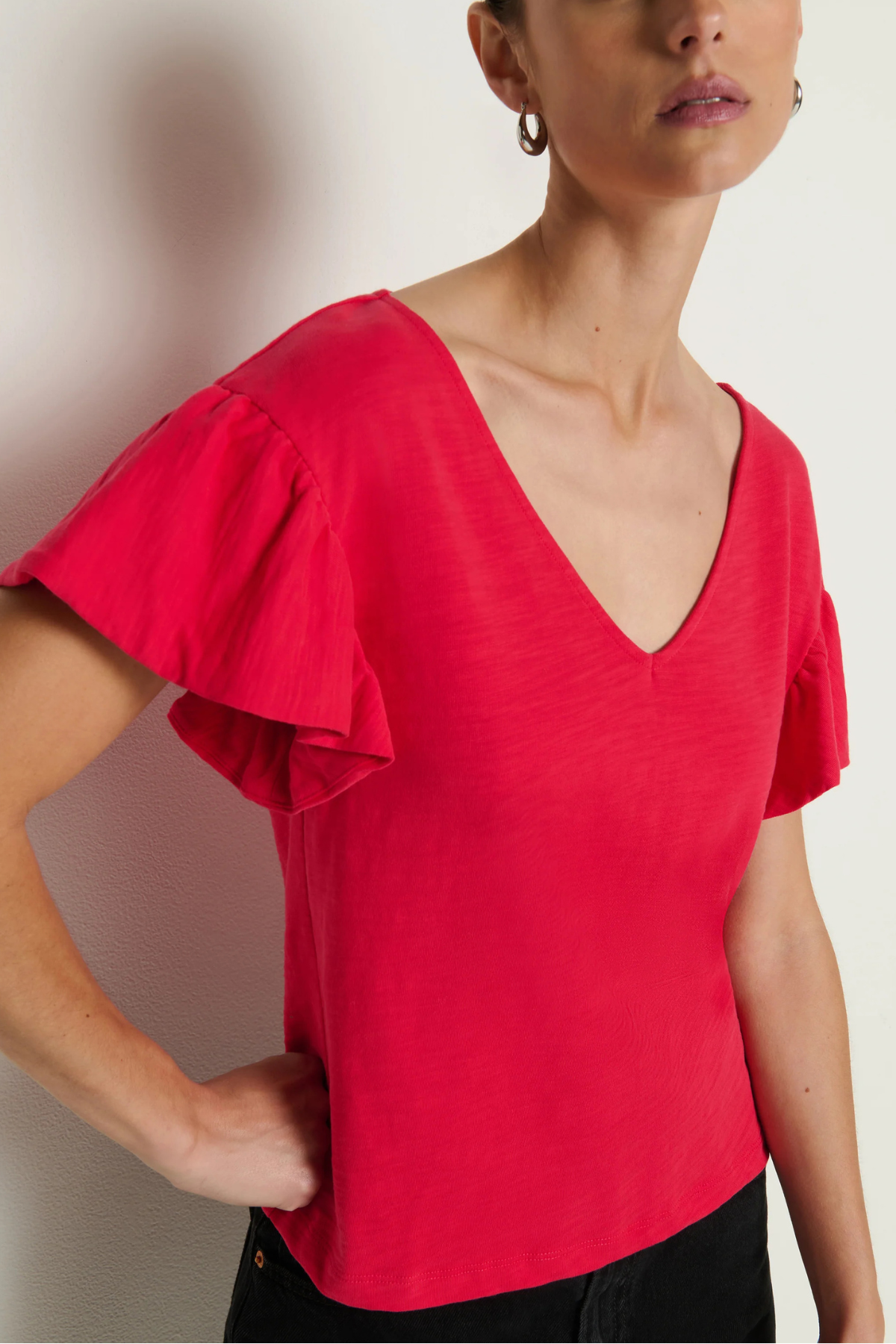 Nation Ltd Emmy Flutter Sleeve Top
