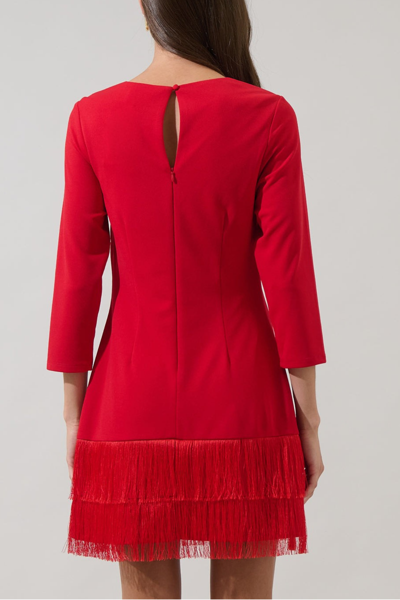 Venetia Fringe Long Sleeve Mini Dress