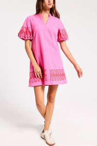 Loopy Trim Ruffle Dress